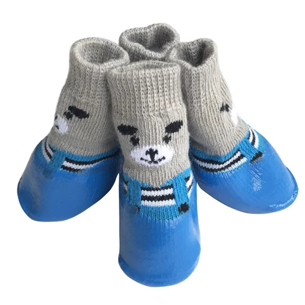 Winter-Ready 4Pcs Pet Shoes: Waterproof, Anti-Slip Boots for Dogs & Cats