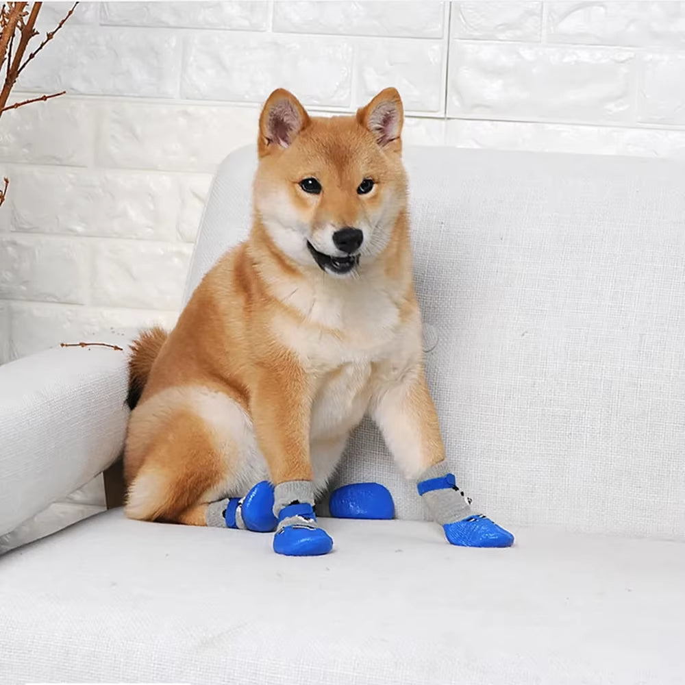 Winter-Ready 4Pcs Pet Shoes: Waterproof, Anti-Slip Boots for Dogs & Cats