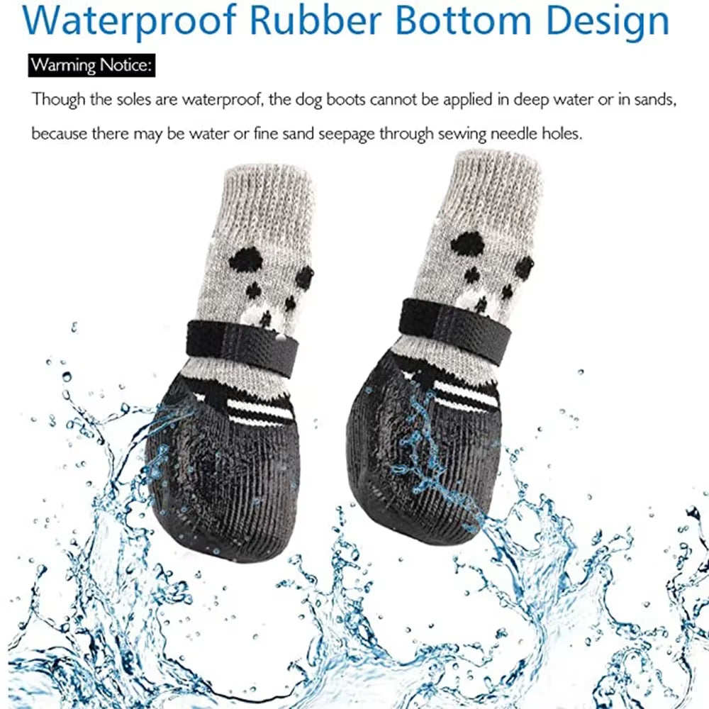 Winter-Ready 4Pcs Pet Shoes: Waterproof, Anti-Slip Boots for Dogs & Cats