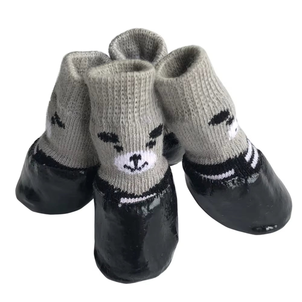 Winter-Ready 4Pcs Pet Shoes: Waterproof, Anti-Slip Boots for Dogs & Cats